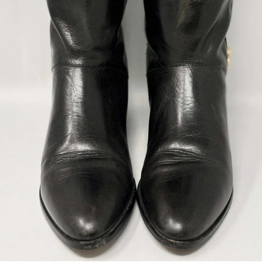 Etienne Aigner Vintage Brown Leather Tall Derby Riding‎ Boots 7M Academia Preppy